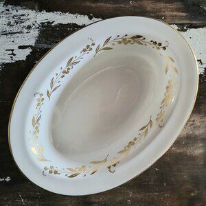 Royal Worcester Saguenay Oval Vegetable Bowl Serving Bowl w/ Gold Floral Accents